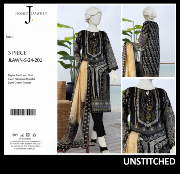 junaid jamshed printed lawn unstitched collection 3 pieces casual wear summer 17 1
